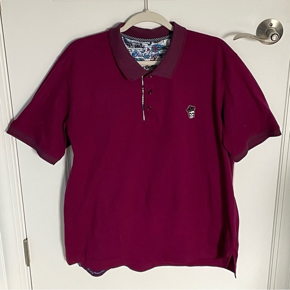 Robert Graham Men's Purple Red Lucifer Short Sleeve Knit Polo Shirt 35493 - Picture 2 of 15